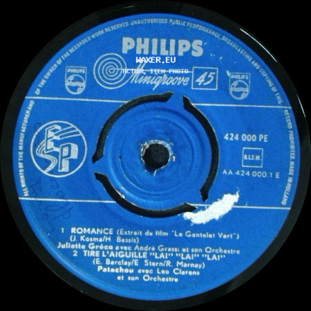 Mouloudji Avec Michel Legrand Et Son Orchestre / Juliette Gréco Avec André Grassi Et Son Orchestre / Patachou Avec Leo Clarens Et Son Orchestre - Elle S'appelait Marie / L'abeille Et Le Papillon / Romance / Tire L'aiguille "La!" "La!" "La!" side B