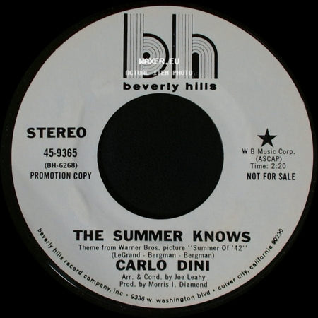Carlo Dini - The Gift Of Love / The Summer Knows side B