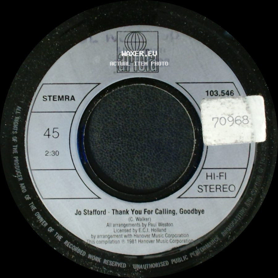 Jo Stafford - Thank You For Calling, Goodbye / Shrimp Boats side A