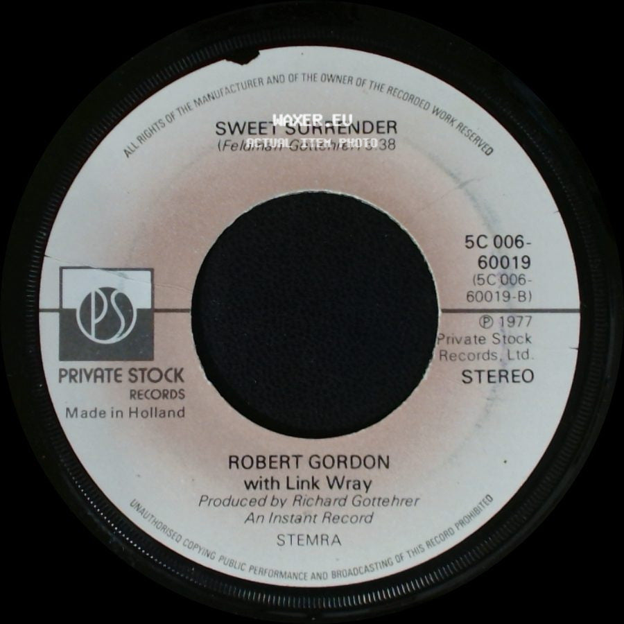 Robert Gordon With Link Wray - Red Hot / Sweet Surrender side B