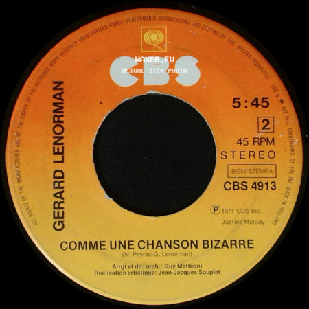 Gerard Lenorman - Voici Les Cles / Comme Une Chanson Bizarre side B