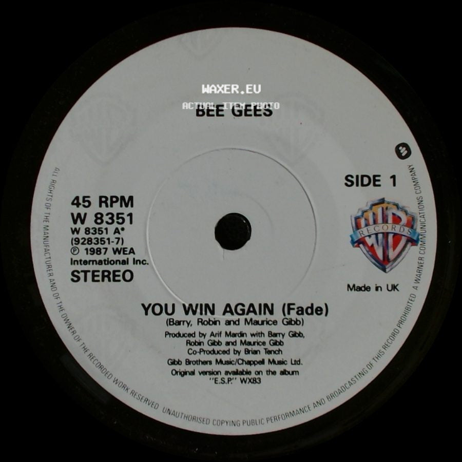 Bee Gees - You Win Again (Fade) / Backtafunk side A