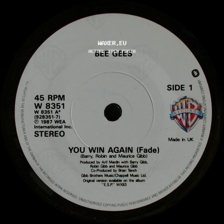 Bee Gees - You Win Again (Fade) / Backtafunk side A