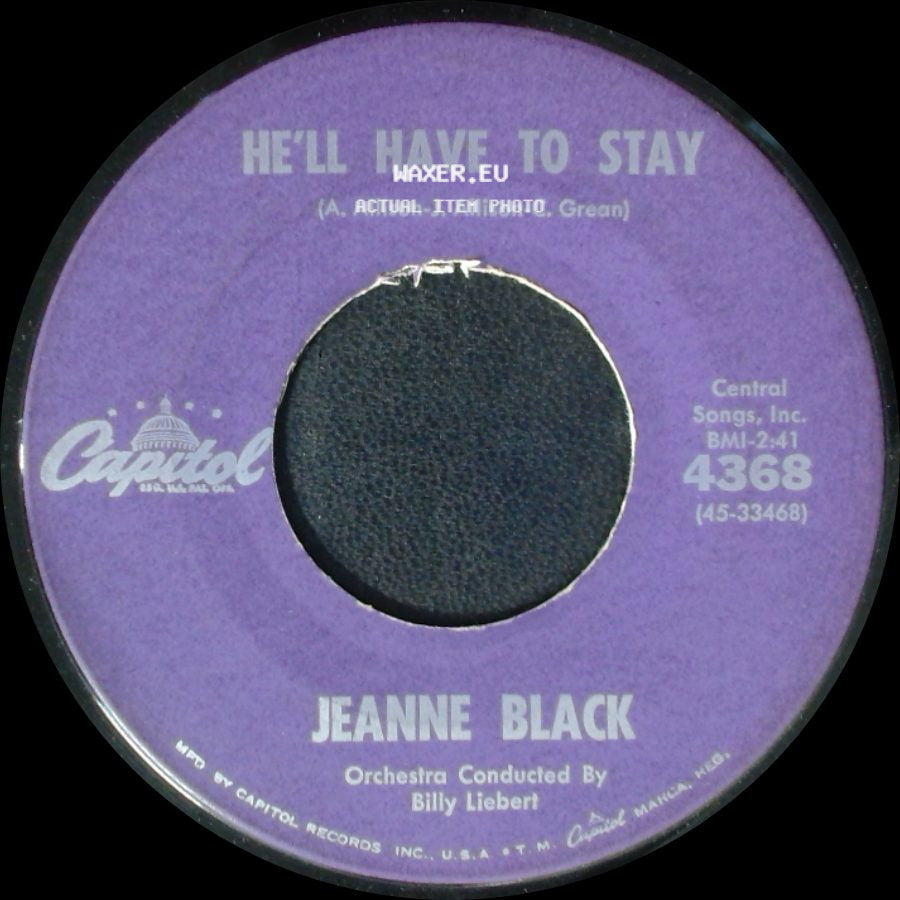 Jeanne And Janie / Jeanne Black - Under Your Spell Again / He'll Have To Stay side B