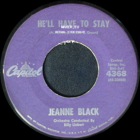Jeanne And Janie / Jeanne Black - Under Your Spell Again / He'll Have To Stay side B