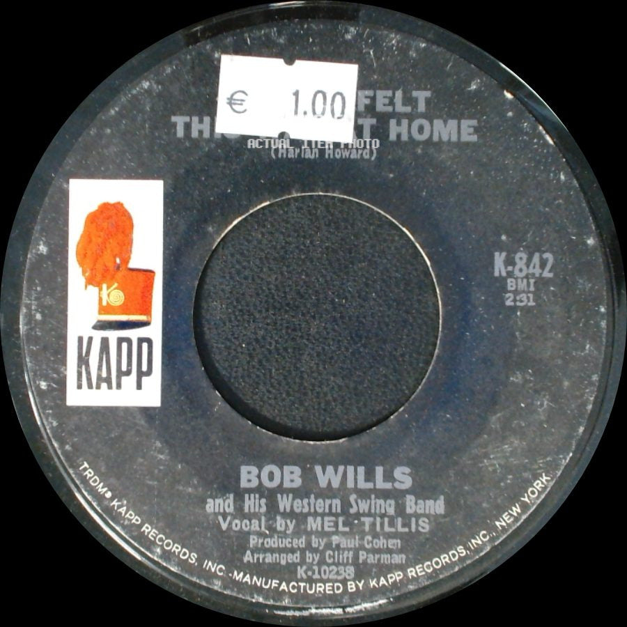 Bob Wills And His Western Swing Band - Looking Over My Shoulder / The Lady Felt The Cold At Home side B
