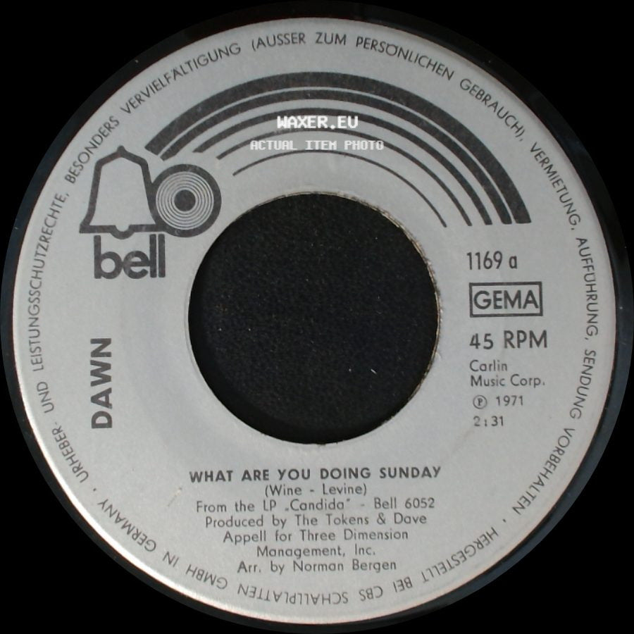 Dawn - What Are You Doing Sunday / The Sweet Soft Sounds Of Love side A