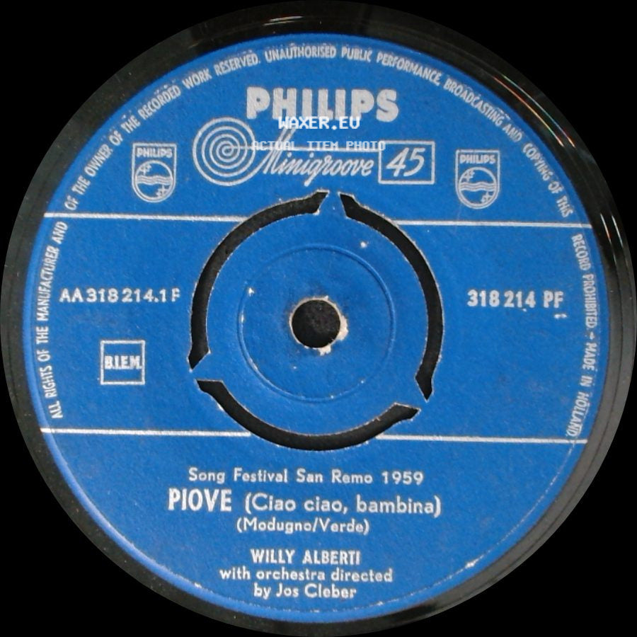 Willy Alberti - Piove (Ciao Ciao, Bambina) / Lì Per Lì side A