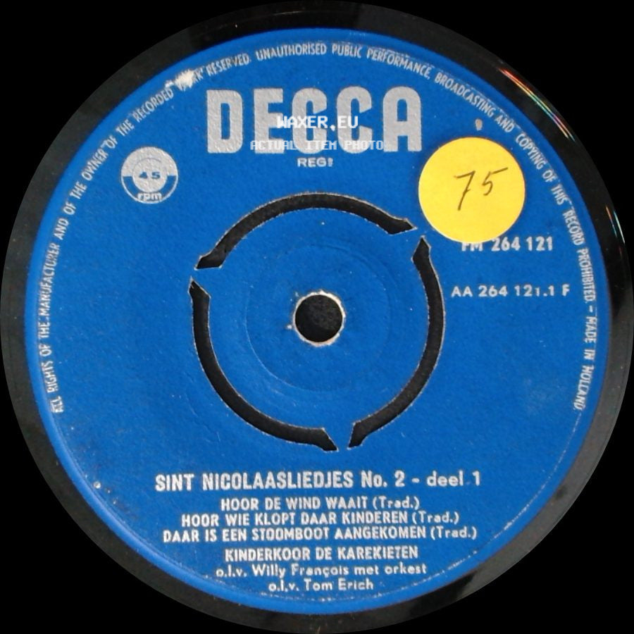 Kinderkoor De Karekieten - Sint Nicolaasliedjes No. 2 - Deel 1 / Sint Nicolaasliedjes No. 2 - Deel 2 side A