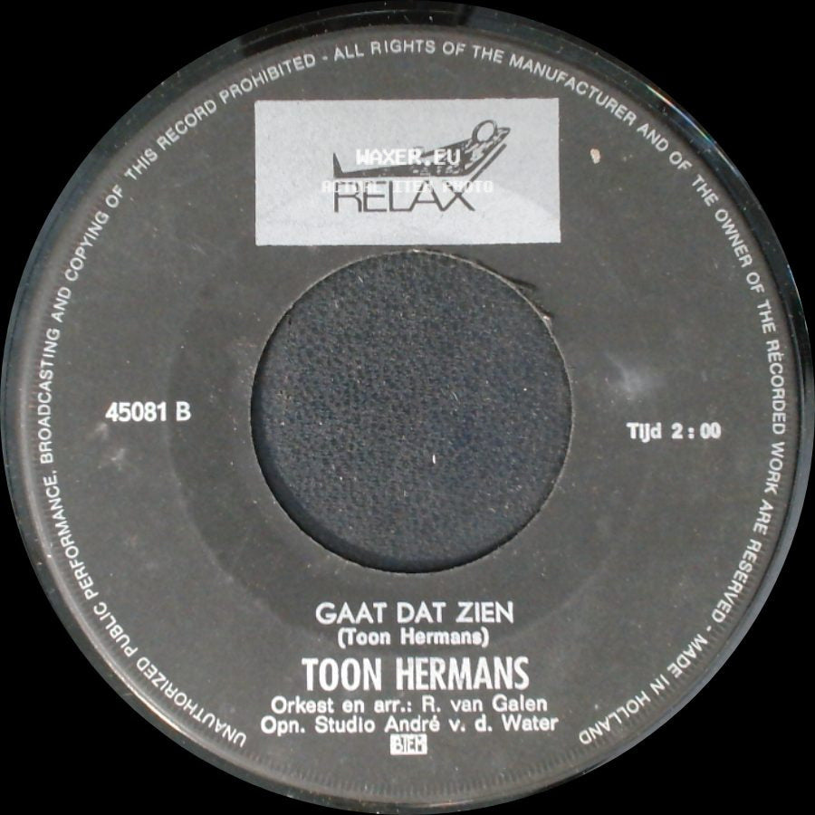 Toon Hermans - Mien, Waar Is Mijn Feestneus / Gaat Dat Zien side B