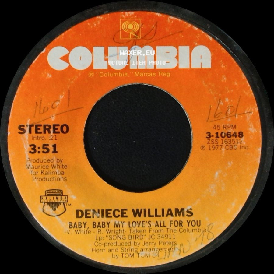 Deniece Williams - Baby, Baby My Love's All For You / Be Good To Me side A