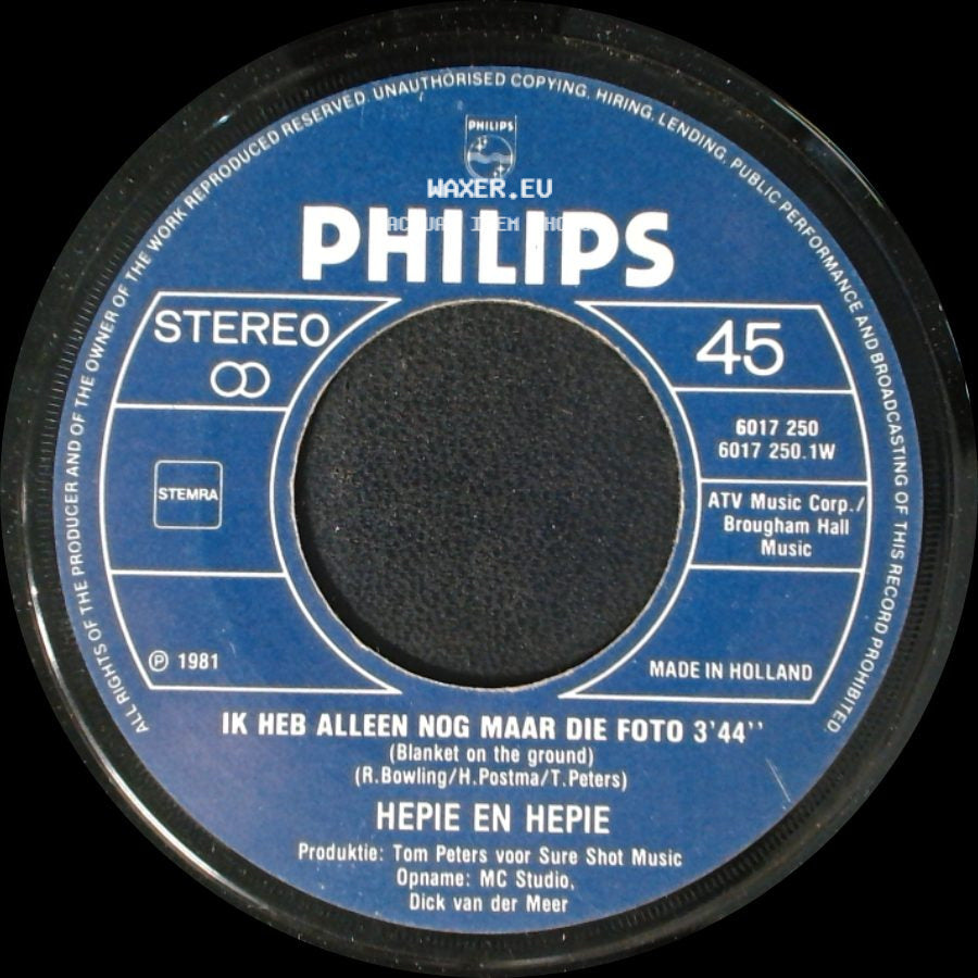 Hepie En Hepie - Ik Heb Alleen Nog Maar Die Foto / Heel Mijn Hart side A