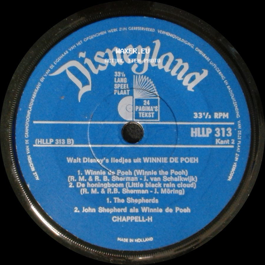 Walt Disney / The Shepherds - Winnie De Poeh / Walt Disney's Liedjes Uit Winnie De Poeh side B