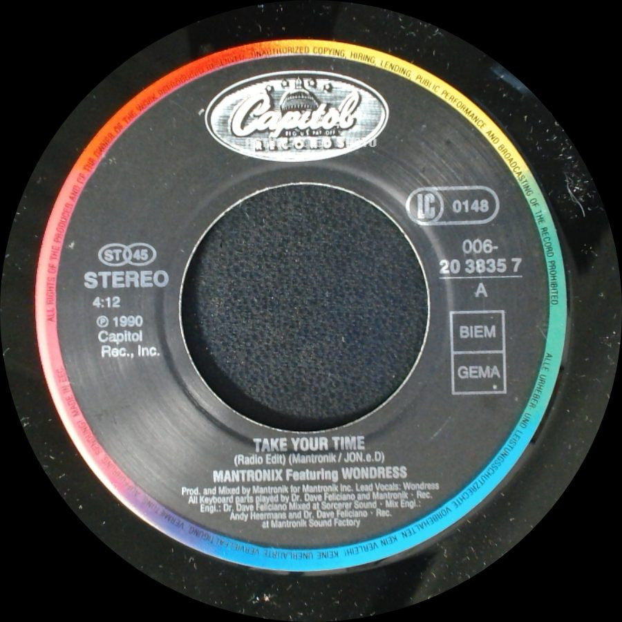 Mantronix Featuring Wondress / Mantronix - Take Your Time / Don't You Want More side A