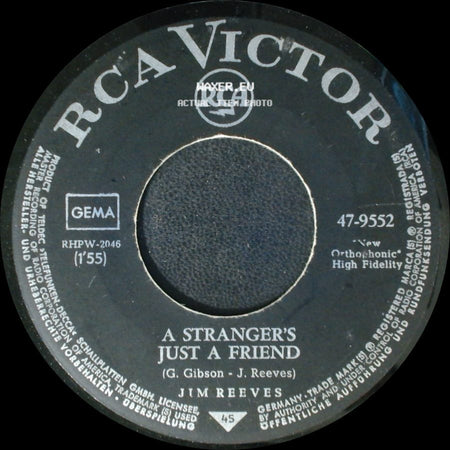 Jim Reeves - A Stranger's Just A Friend / I Won't Forget You side A