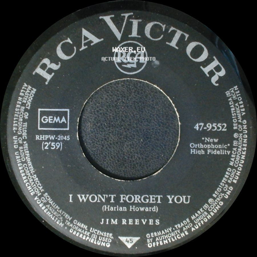 Jim Reeves - A Stranger's Just A Friend / I Won't Forget You side B
