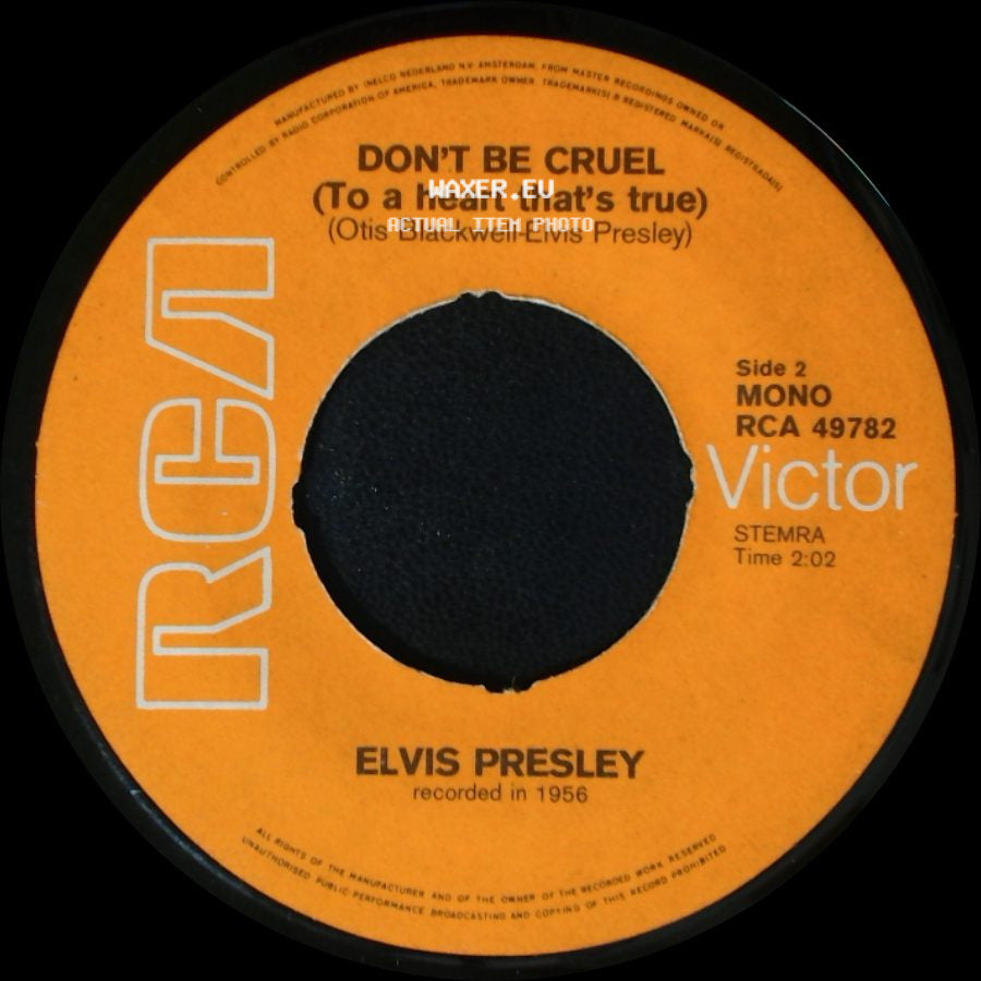 Elvis Presley - Hound Dog / Don't Be Cruel (To A Heart That's True) side B