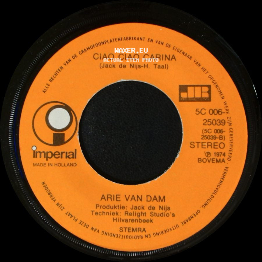Arie Van Dam - Zanzibar / Ciao Ciao Carina side B
