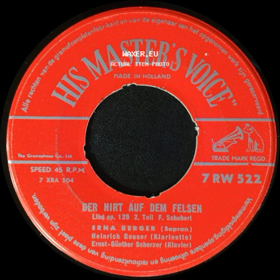 Erna Berger - Der Hirt Auf Dem Felsen / Der Hirt Auf Dem Felsen side A