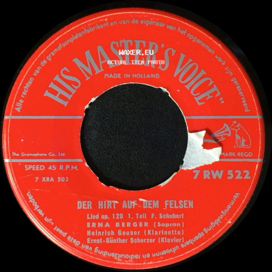Erna Berger - Der Hirt Auf Dem Felsen / Der Hirt Auf Dem Felsen side B