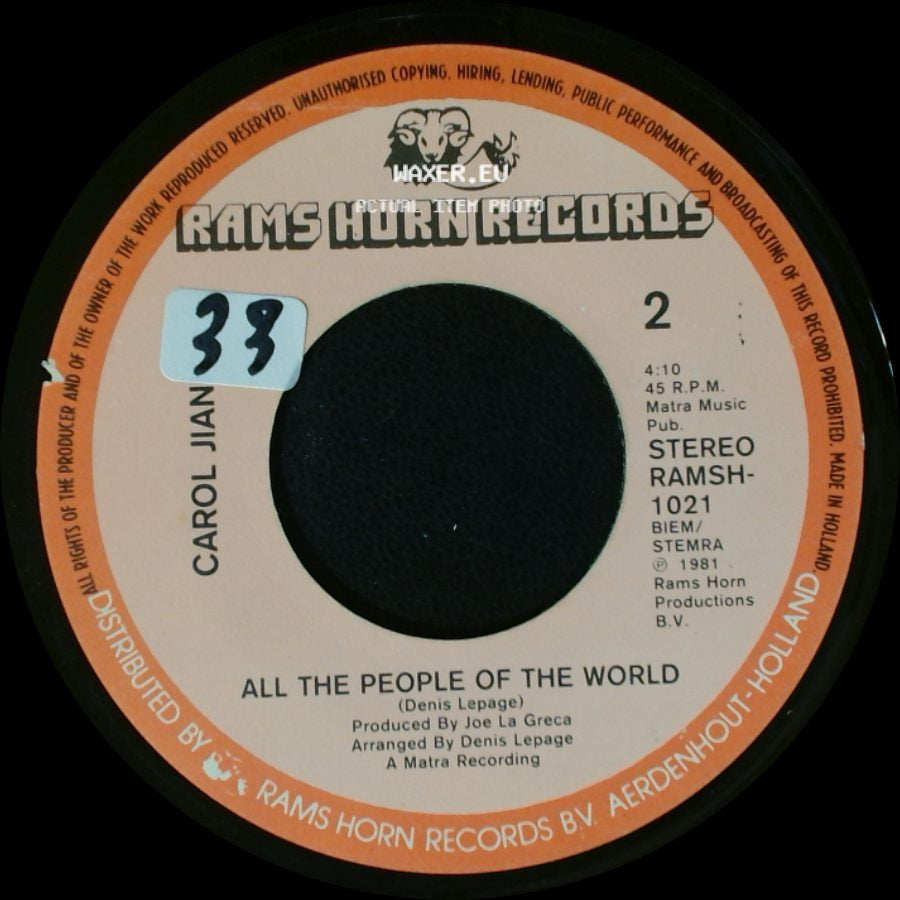 Carol Jiani - Hit 'n Run Lover / All The People Of The World side B