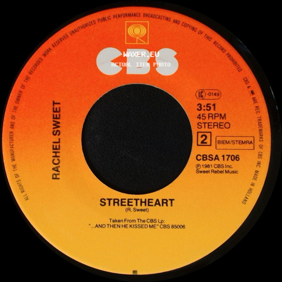 Rachel Sweet - Then He Kissed Me/Be My Baby / Streetheart side B