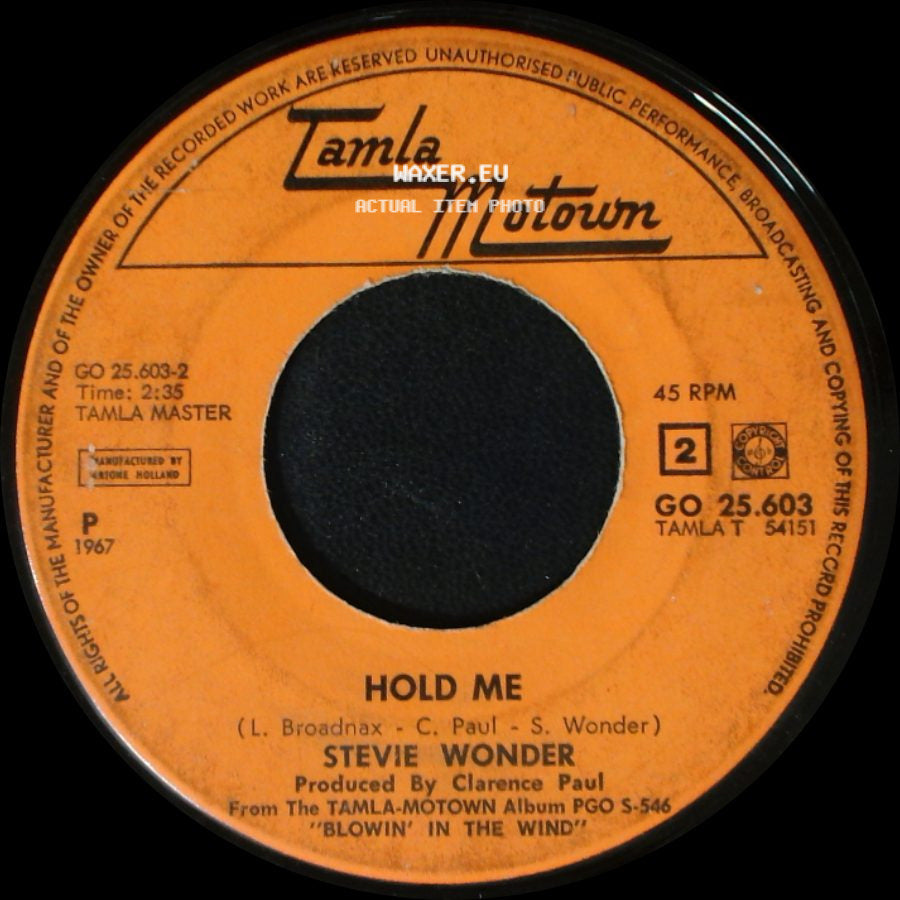 Stevie Wonder - I Was Made To Love Her / Hold Me side B