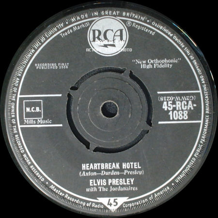 Elvis Presley With The Jordanaires - Heartbreak Hotel / All Shook Up side A