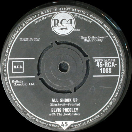 Elvis Presley With The Jordanaires - Heartbreak Hotel / All Shook Up side B