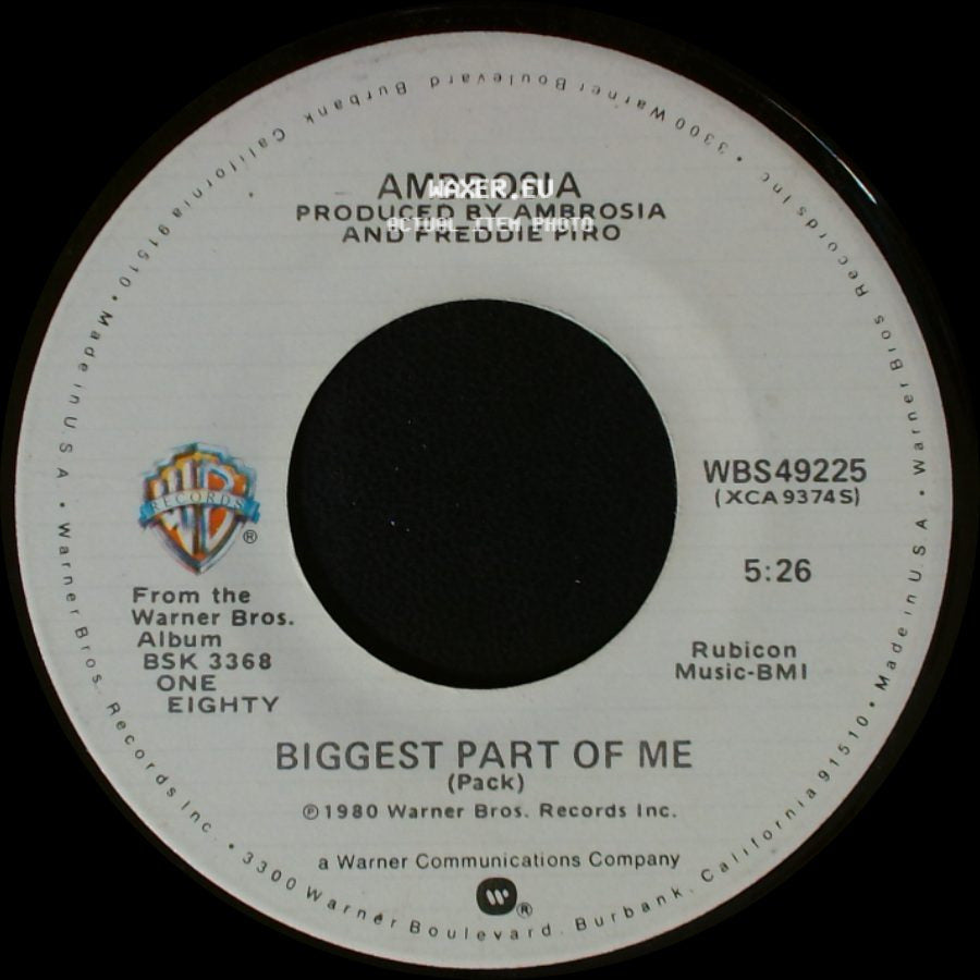 Ambrosia - Livin' On My Own / Biggest Part Of Me side B