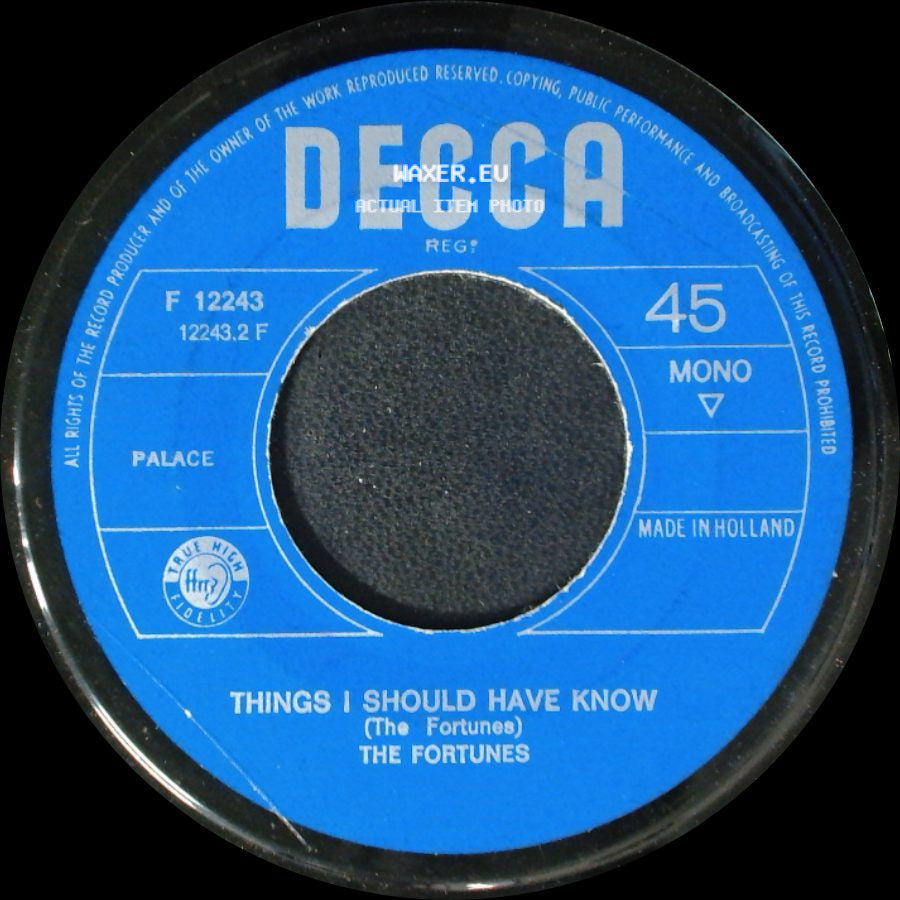 The Fortunes - Things I Should Have Know / Here It Comes Again side A