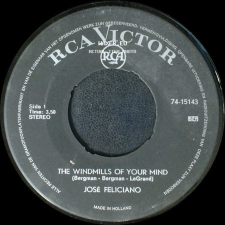 José Feliciano - The Windmills Of Your Mind / Work Song side A