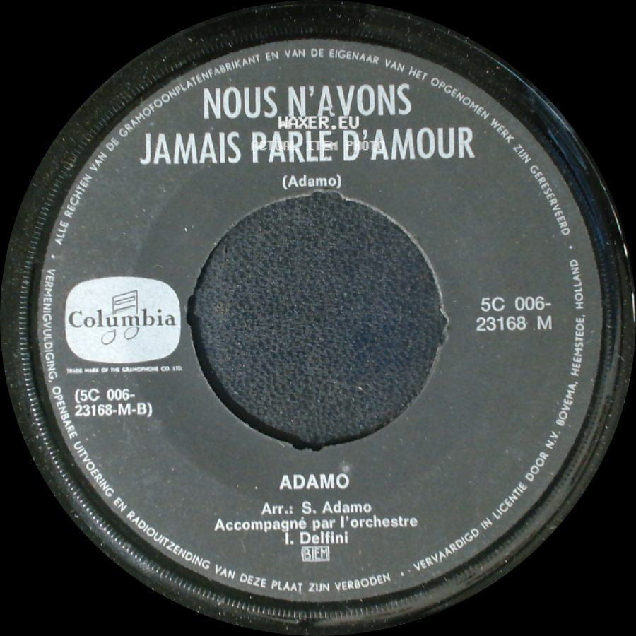Adamo - Nous N'avons Jamais Parle D'amour / Les Belles Dames side A