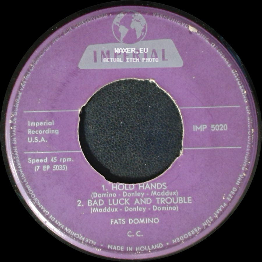 Fats Domino - Jambalaya (On The Bayou) / Trouble In Mind / Hold Hands / Bad Luck And Trouble side B