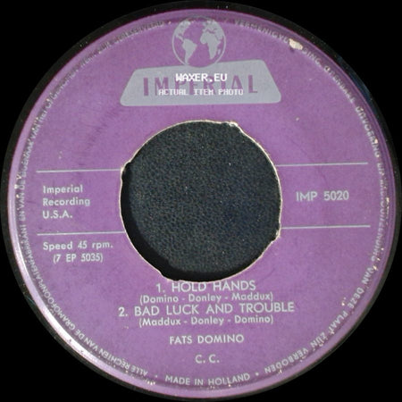 Fats Domino - Jambalaya (On The Bayou) / Trouble In Mind / Hold Hands / Bad Luck And Trouble side B
