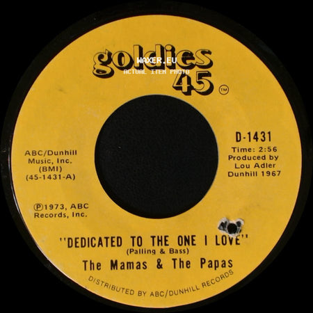 The Mamas & The Papas - I Call Your Name / Dedicated To The One I Love side B