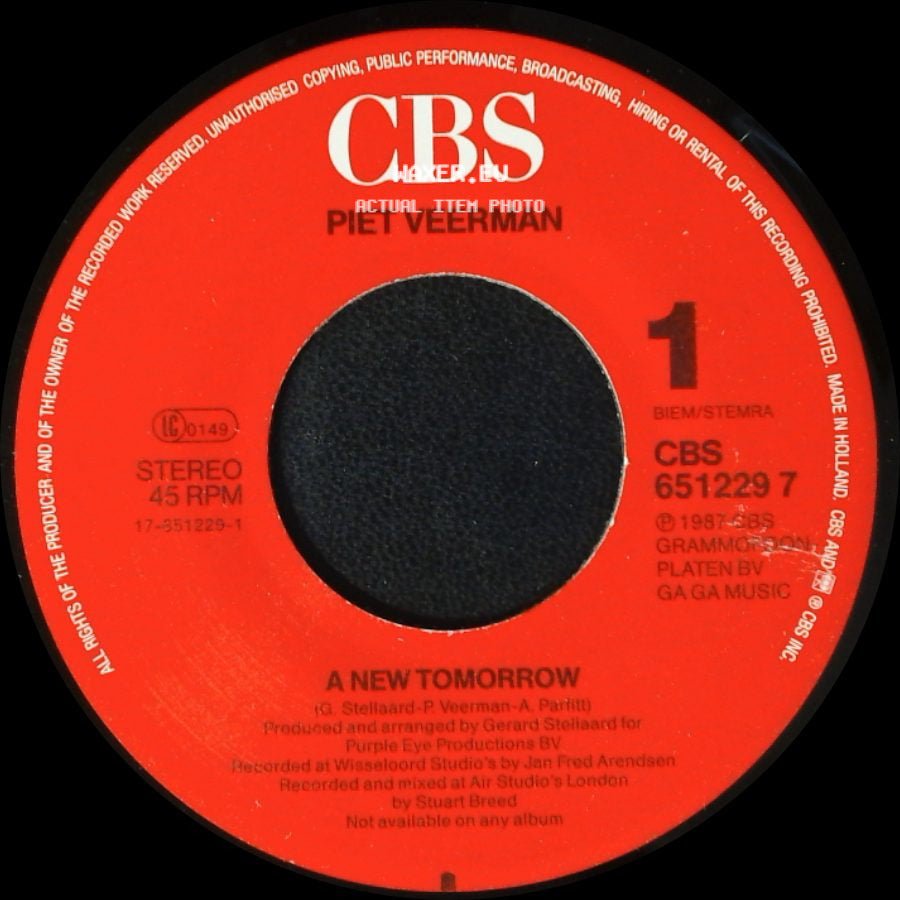 Piet Veerman - A New Tomorrow / Hard Way Of Livin' (New Mix) side A