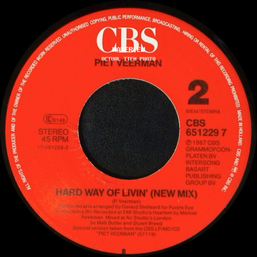 Piet Veerman - A New Tomorrow / Hard Way Of Livin' (New Mix) side B