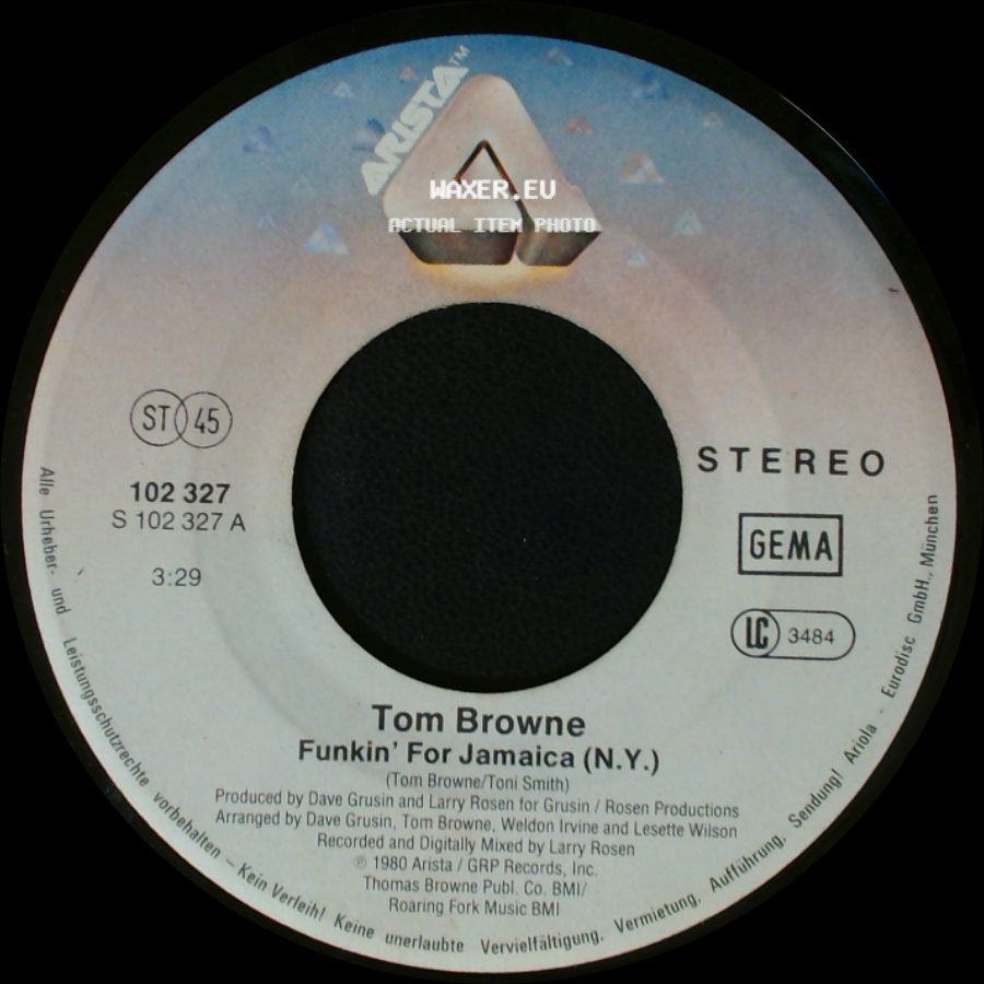 Tom Browne - Funkin' For Jamaica (N.Y.) / Her Silent Smile side A
