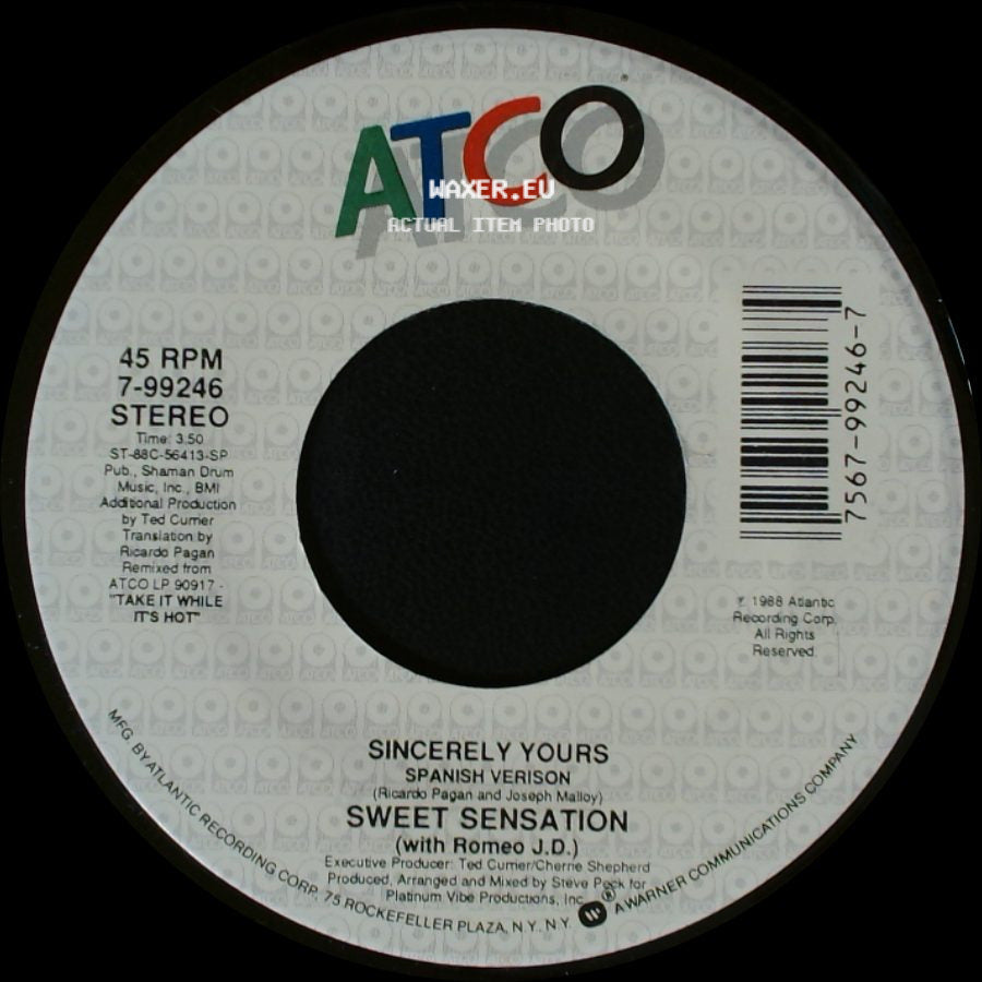 Sweet Sensation / Sweet Sensation (With Romeo J.D.) - Sincerely Yours / Sincerely Yours side A