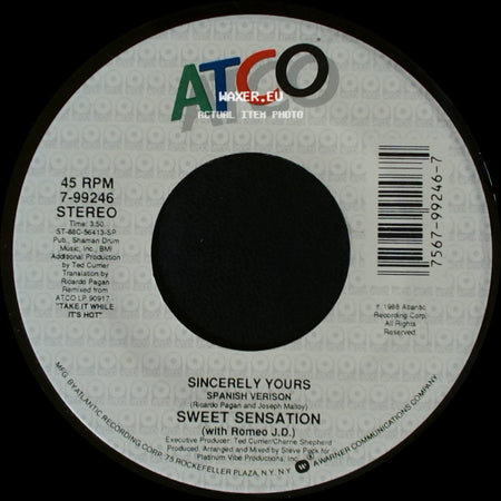 Sweet Sensation / Sweet Sensation (With Romeo J.D.) - Sincerely Yours / Sincerely Yours side A