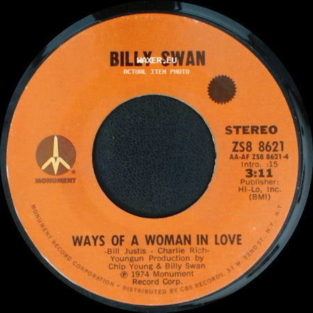 Billy Swan - Ways Of A Woman In Love / I Can Help side A