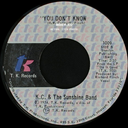 K.C. & The Sunshine Band - Get Down Tonight / You Don't Know side B