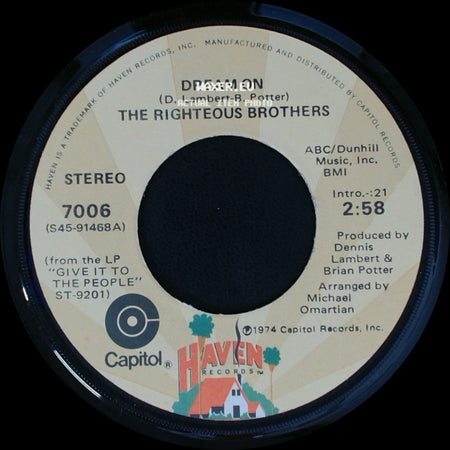 The Righteous Brothers - Dr. Rock And Roll / Dream On side B