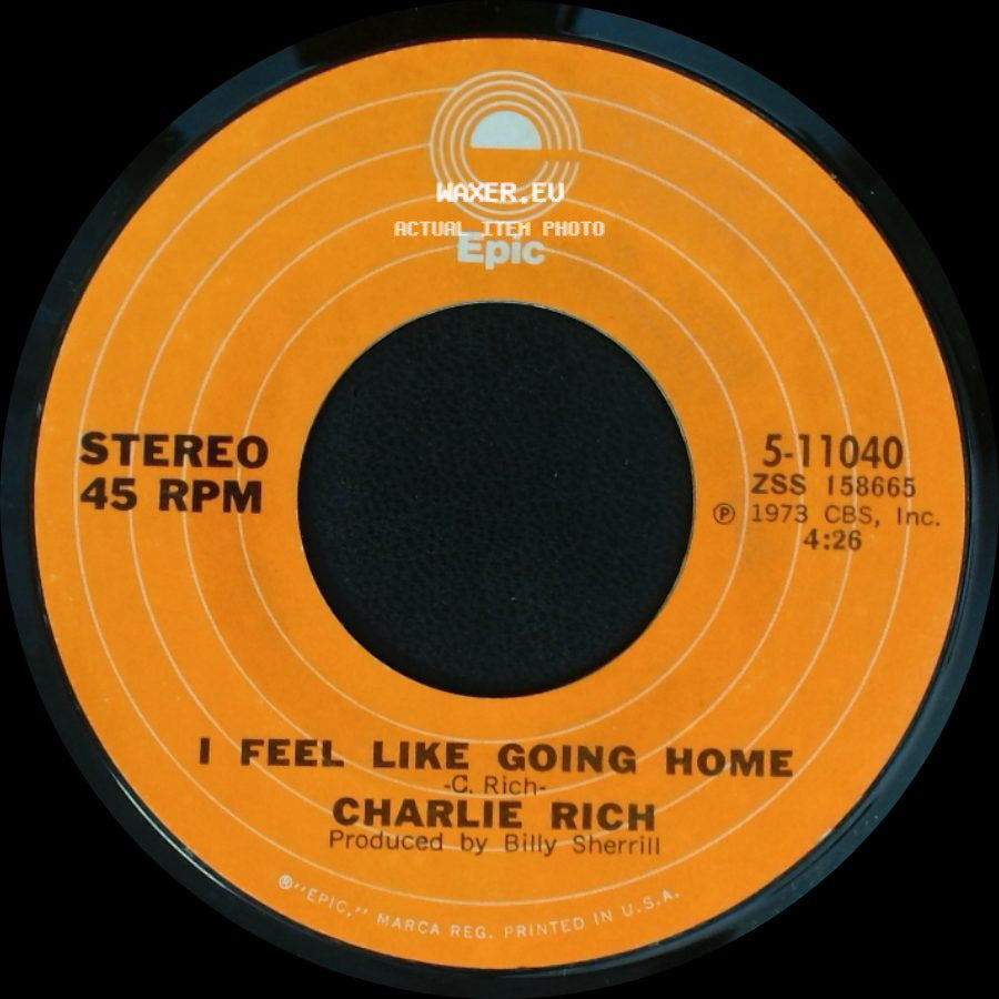 Charlie Rich - The Most Beautiful Girl / I Feel Like Going Home side B