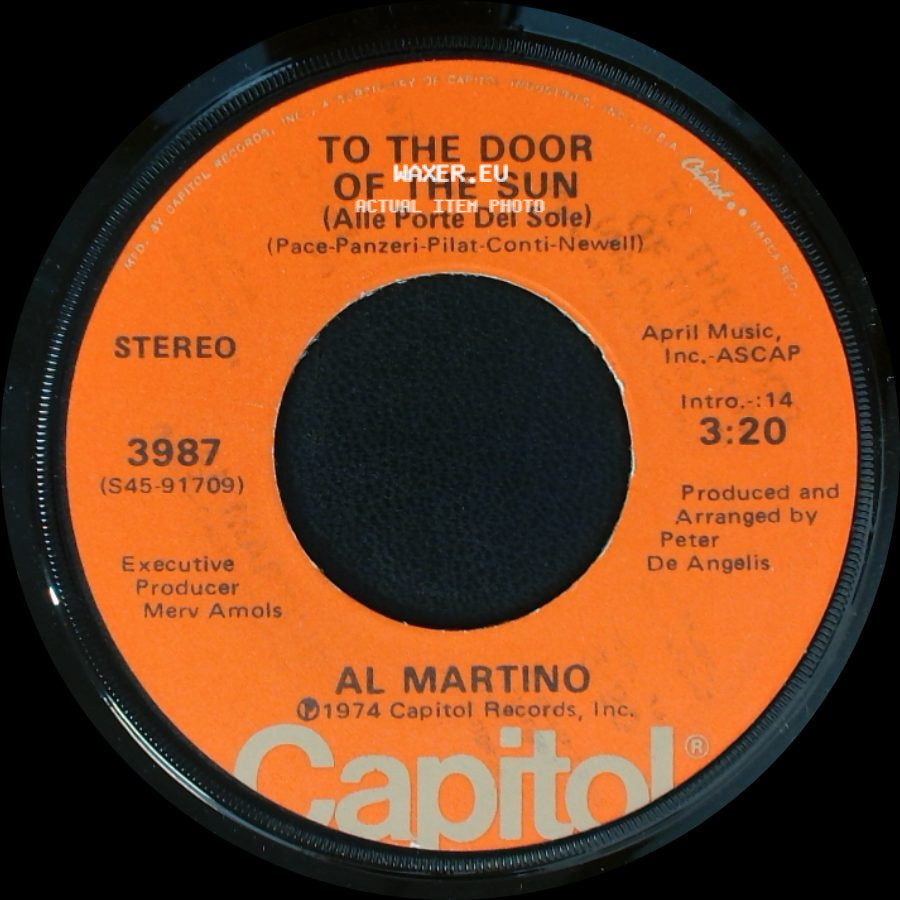 Al Martino - Mary Go Lightly (Como Un Niño) / To The Door Of The Sun (Alle Porte Del Sole) side B