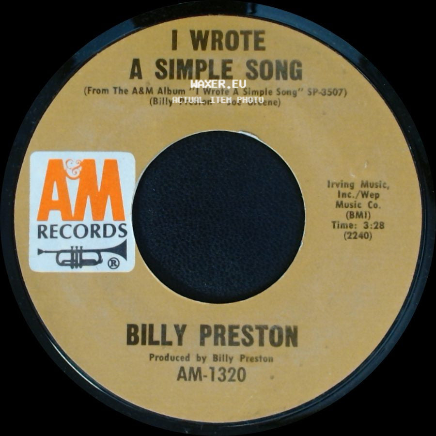 Billy Preston - I Wrote A Simple Song / Outa-Space side A