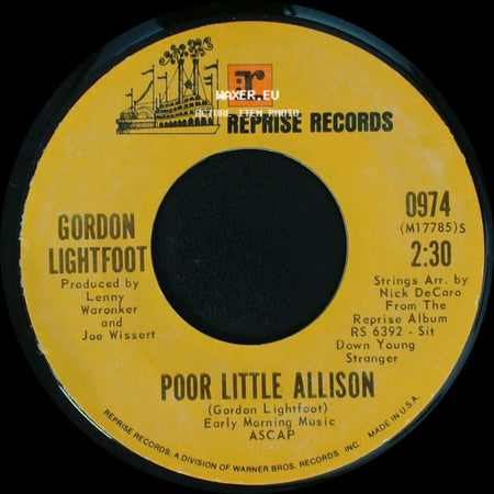 Gordon Lightfoot - If You Could Read My Mind / Poor Little Allison side B