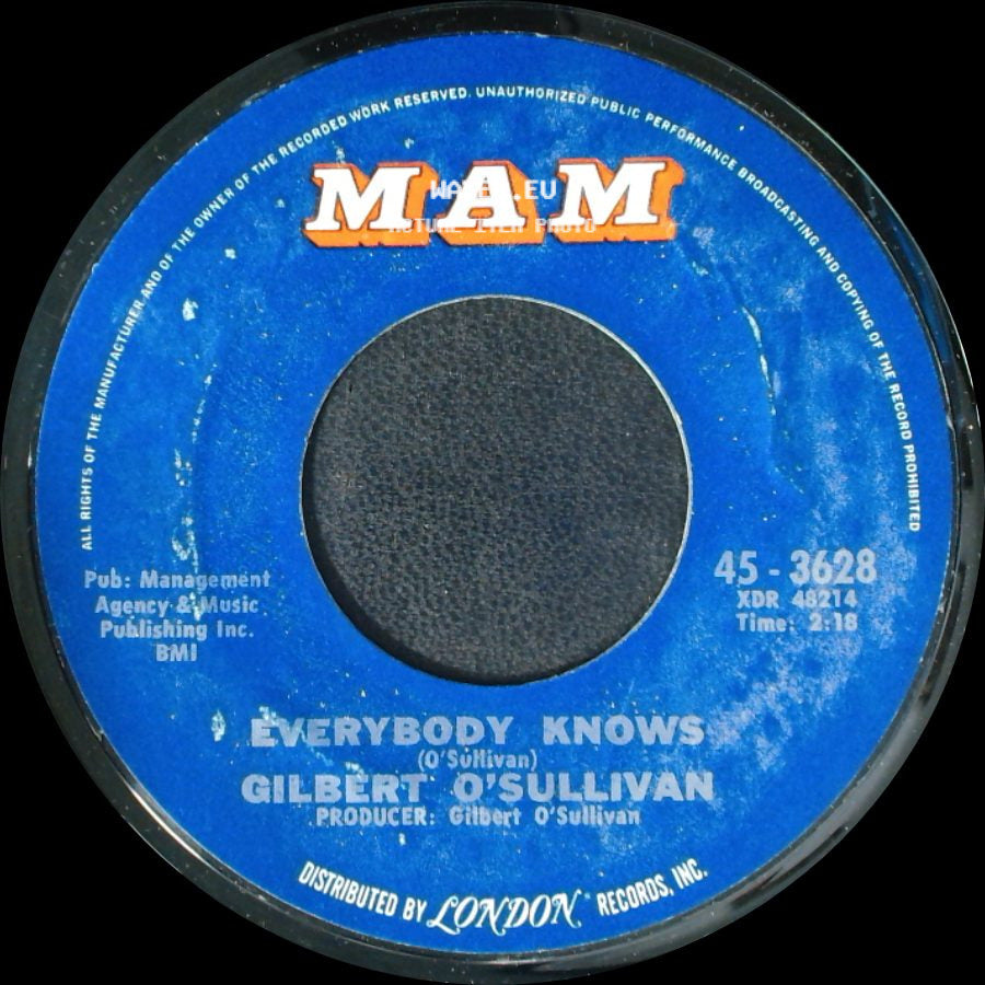 Gilbert O'sullivan - Out Of The Question / Everybody Knows side B