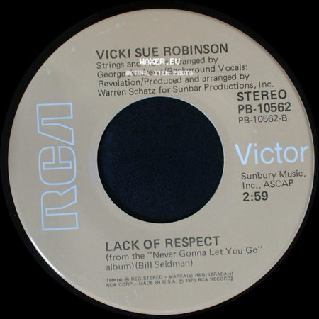 Vicki Sue Robinson - Turn The Beat Around / Lack Of Respect side B